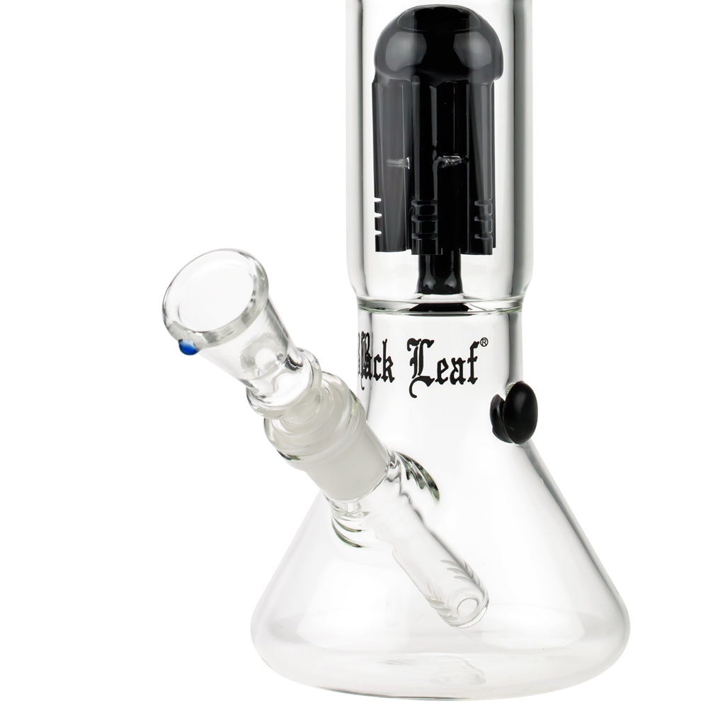 Black Leaf Beaker Base Ice Bong with 6-arm Perc | Black - Beaker Base