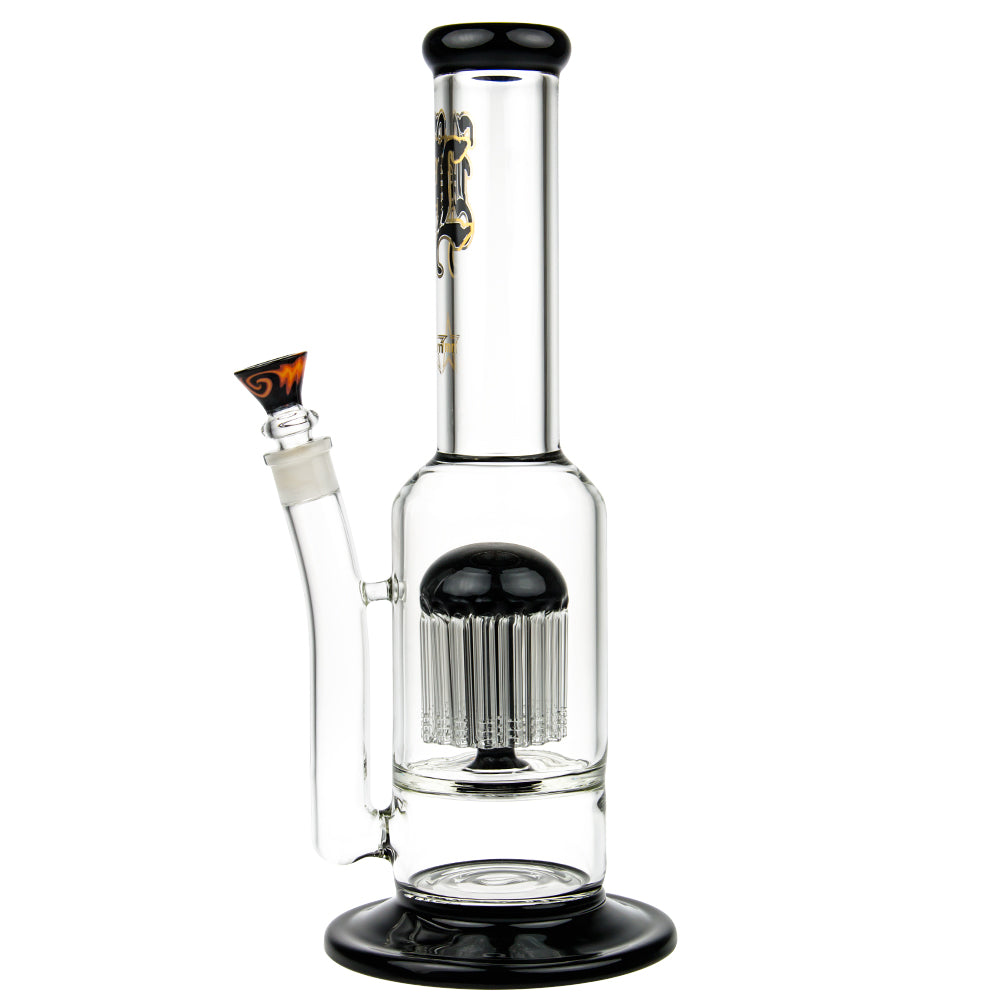 Black Leaf - Stemless 24-arm Perc 7mm Glass Bong - Black - Side View 3