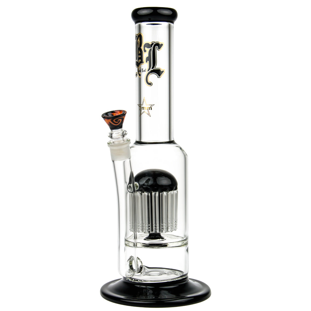 Black Leaf - Stemless 24-arm Perc 7mm Glass Bong - Black - Side View 2