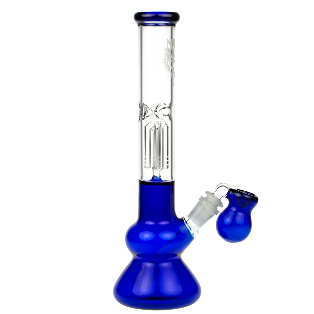 Black Leaf 4-arm Perc Bong with Ash Catcher | Blue - Side View 6