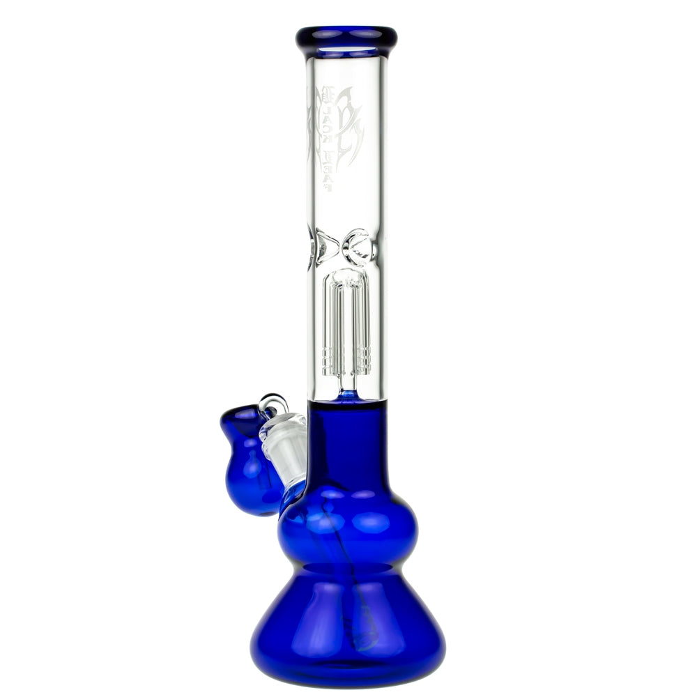 Black Leaf 4-arm Perc Bong with Ash Catcher | Blue - Side View 4