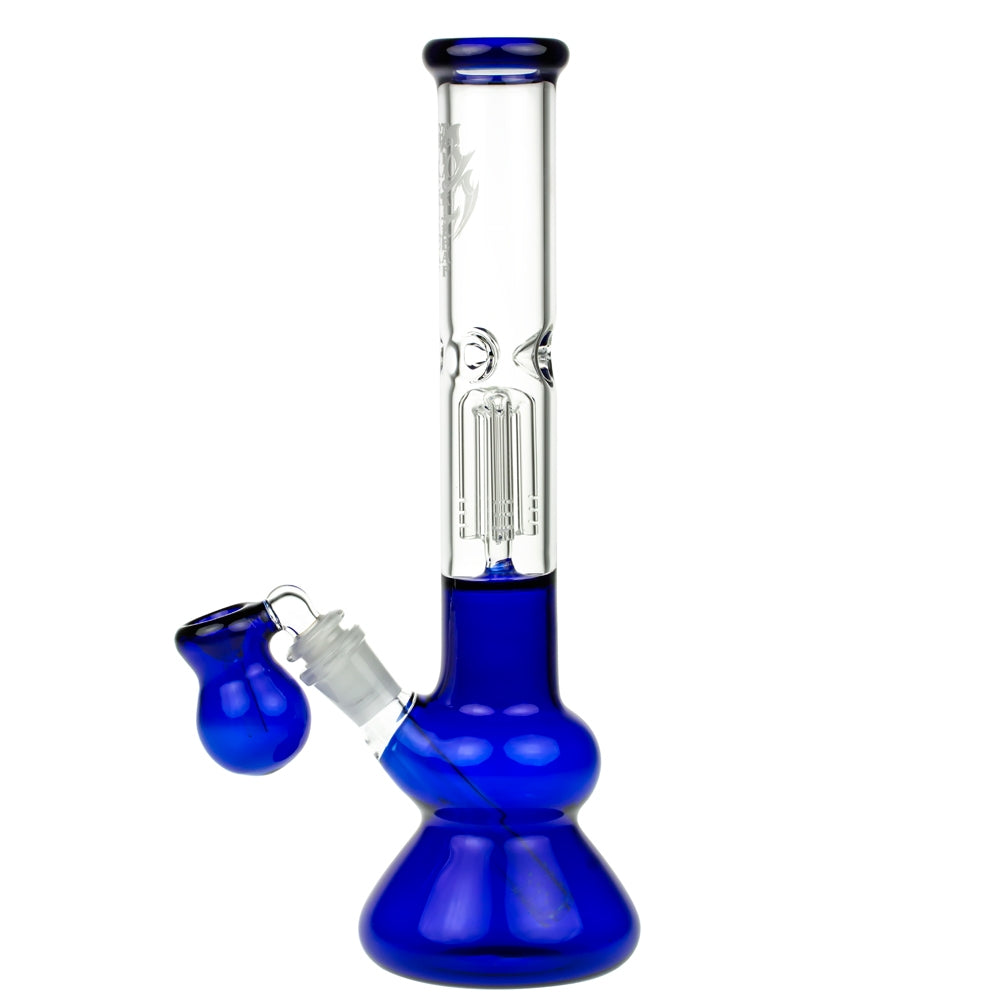 Black Leaf 4-arm Perc Bong with Ash Catcher | Blue - Side View 3