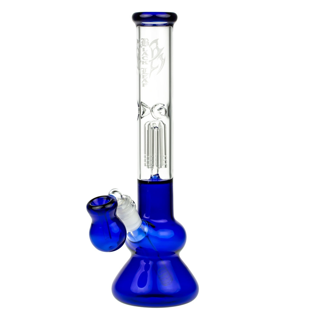 Black Leaf 4-arm Perc Bong with Ash Catcher | Blue - Side View 2