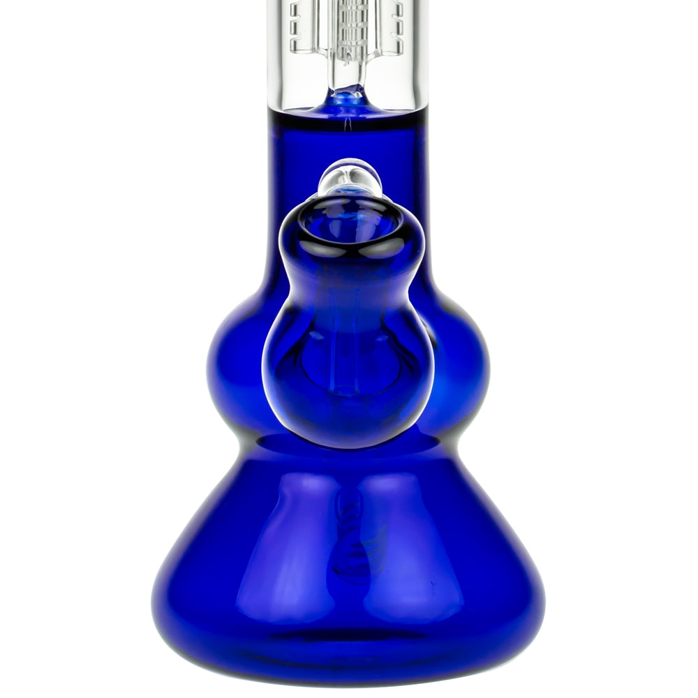 Black Leaf 4-arm Perc Bong with Ash Catcher | Blue - Close Up Ashcatcher Bowl