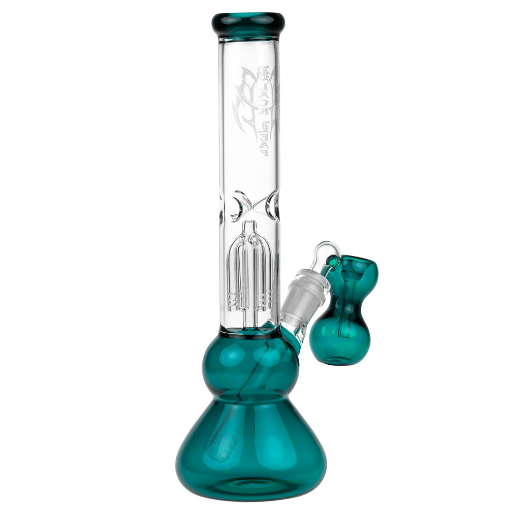 Black Leaf 4-arm Perc Bong with Ash Catcher | Emerald Green - Side View 5