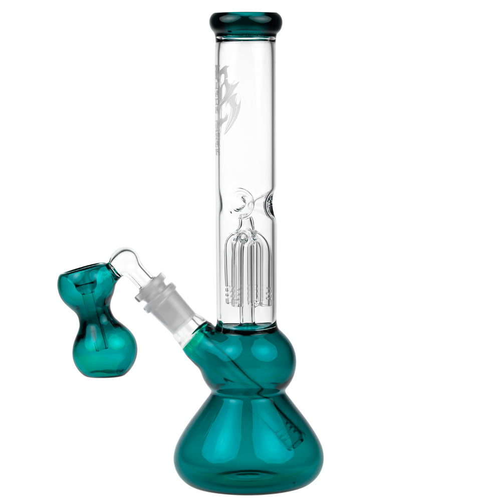 Black Leaf 4-arm Perc Bong with Ash Catcher | Emerald Green - Side View 3