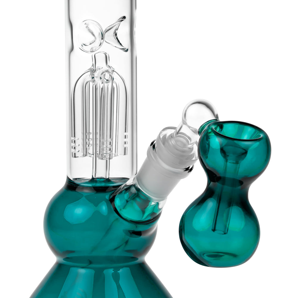 Black Leaf 4-arm Perc Bong with Ash Catcher | Emerald Green - Tree Percolator