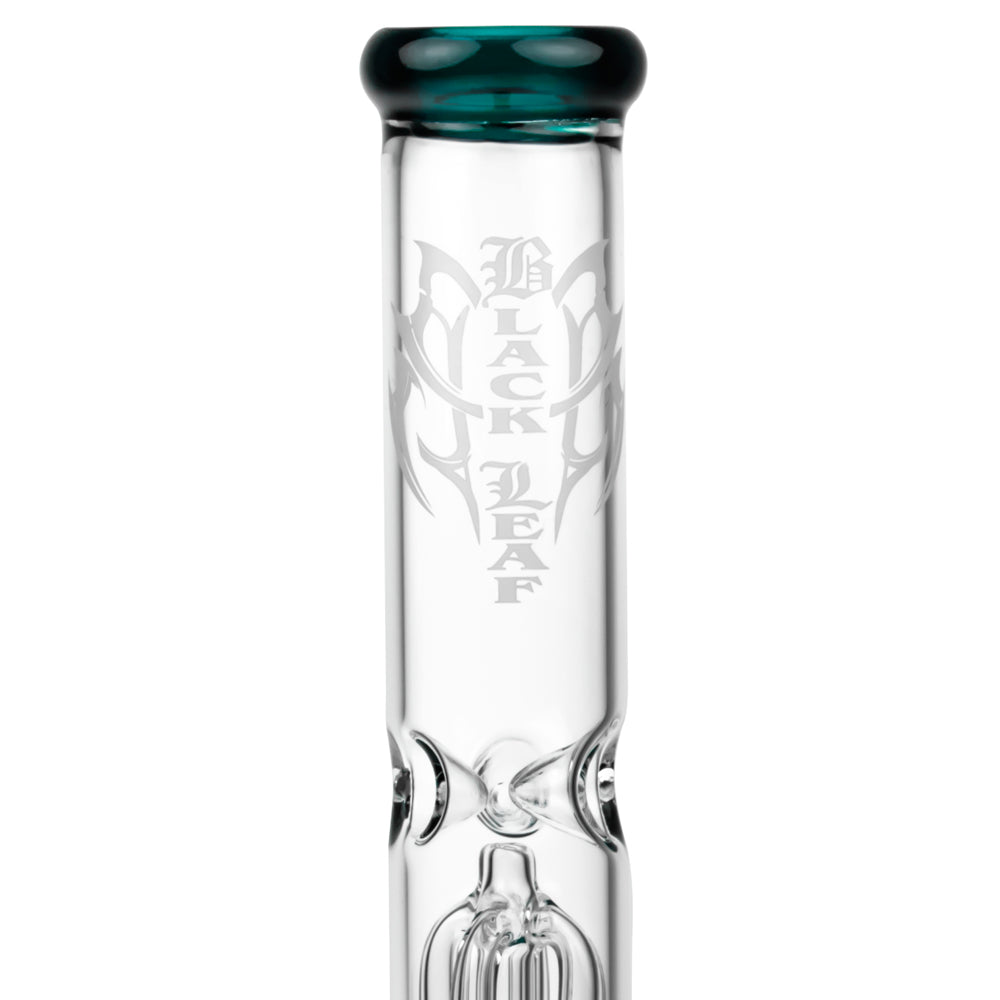 Black Leaf 4-arm Perc Bong with Ash Catcher | Emerald Green - Decal 