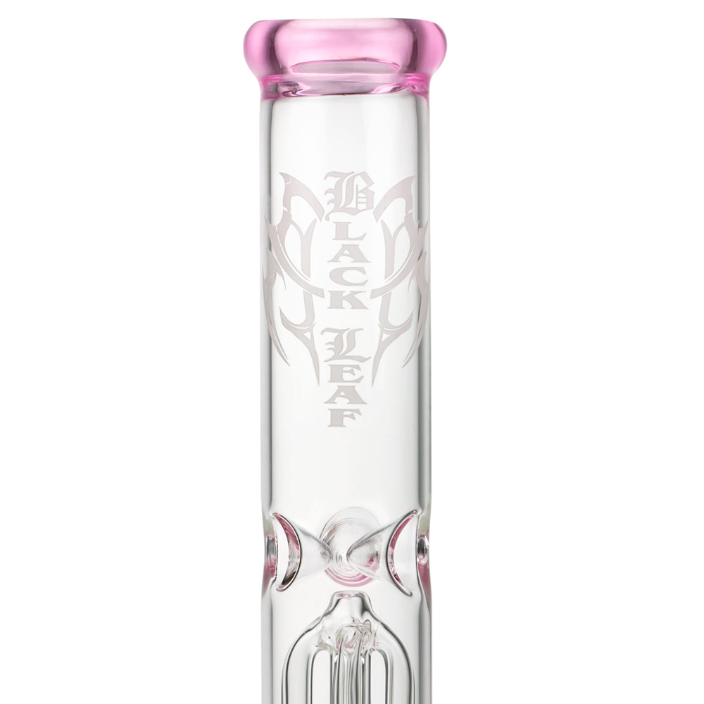 Black Leaf 4-arm Perc Bong with Ash Catcher | Pink - Logo 