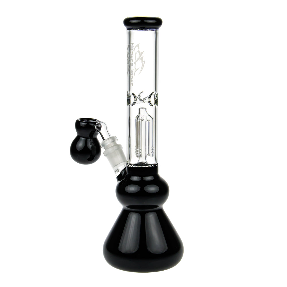 Black Leaf 4-arm Perc Bong with Ash Catcher | Black - Side View 4