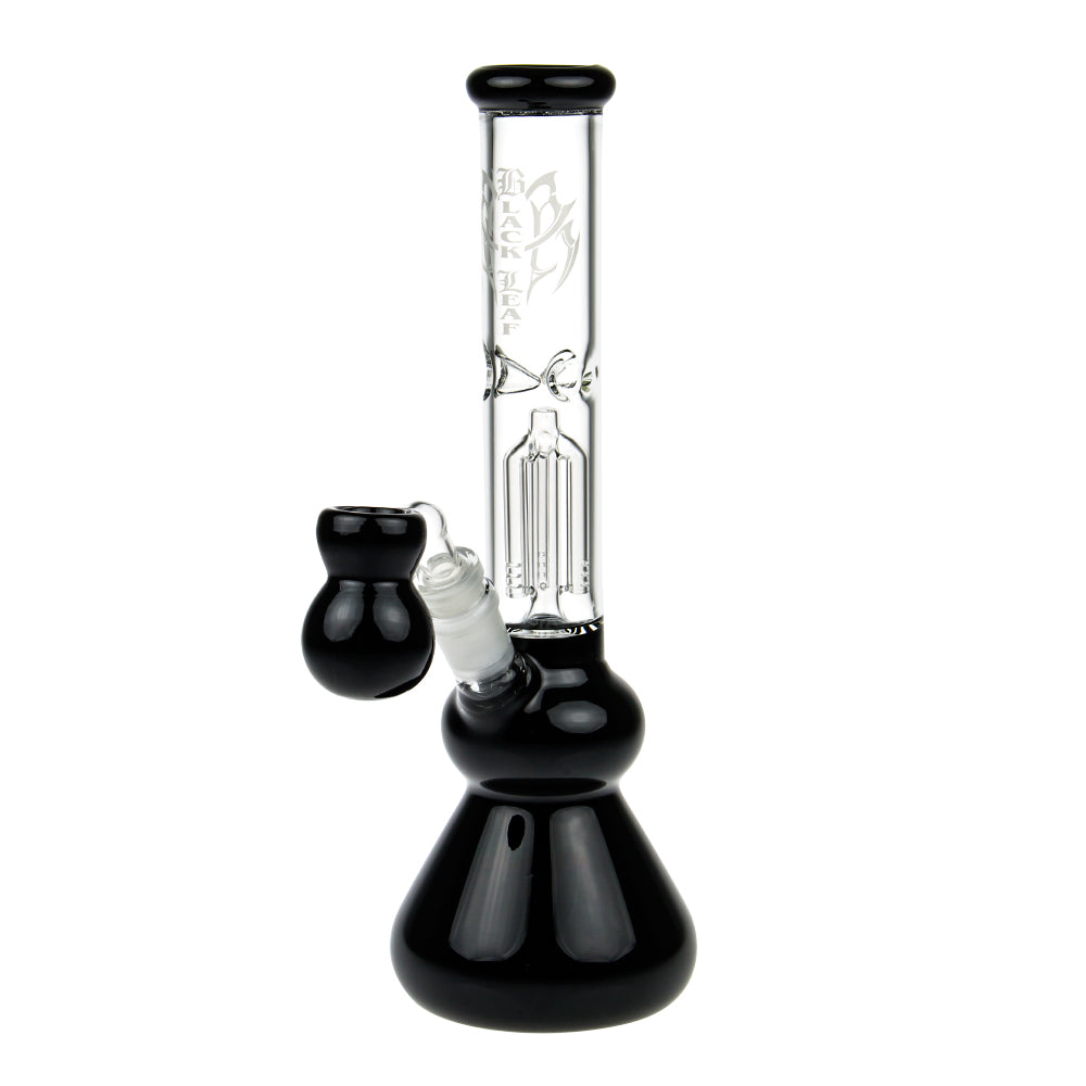 Black Leaf 4-arm Perc Bong with Ash Catcher | Black - Side View 2