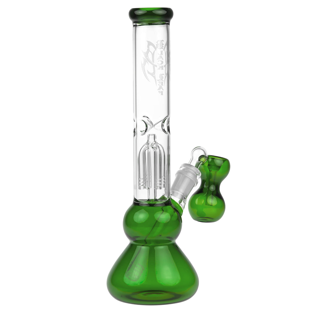 Black Leaf 4-arm Perc Bong with Ash Catcher | Green - Side View 5