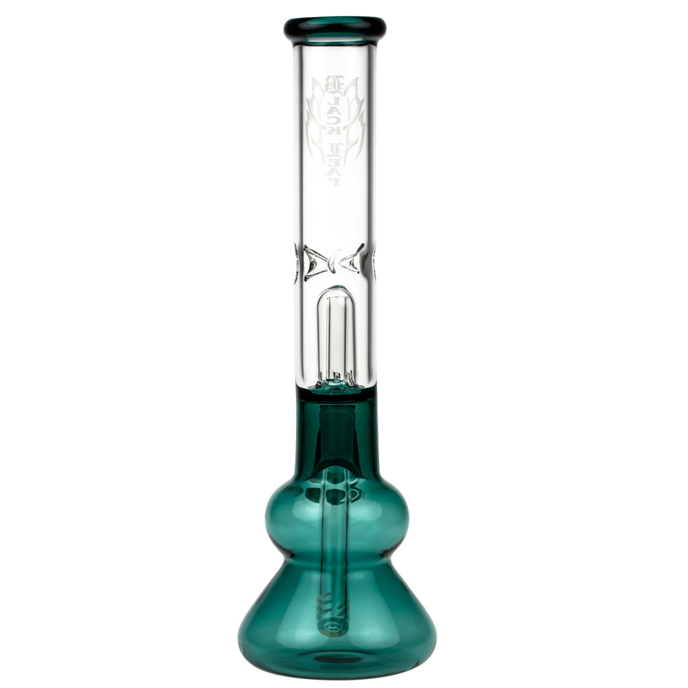 Black Leaf Glass Beaker Base Ice Bong with Precooler - Emerald Green - Back View 