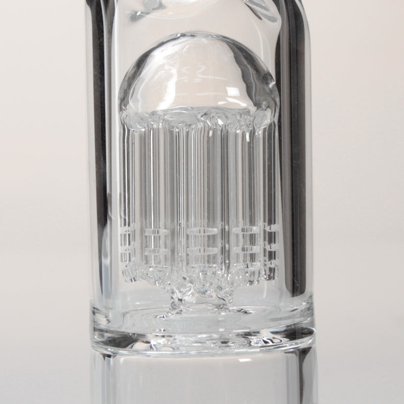 Black Leaf Glass Ice Bong with 10-Arm Tree Perc & Built-in Diffuser - 10-arm slitted tree percolator