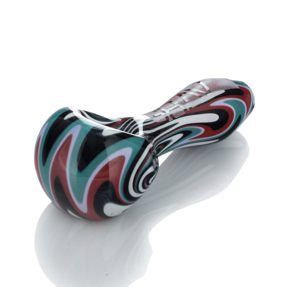 Grav Labs Classic WigWag Spoon Pipe | teal/red | side view 4