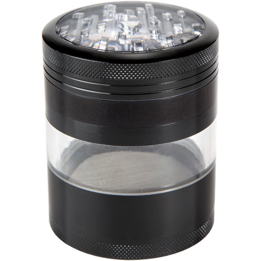 Grinder with clear Mid-section and Magnetic Window Lid | 62mm | Black