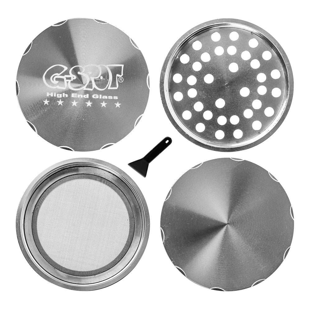 G-Spot - Aluminum Magnetic Herb Grinder - 4-part - 76mm - Silver - All Parts 