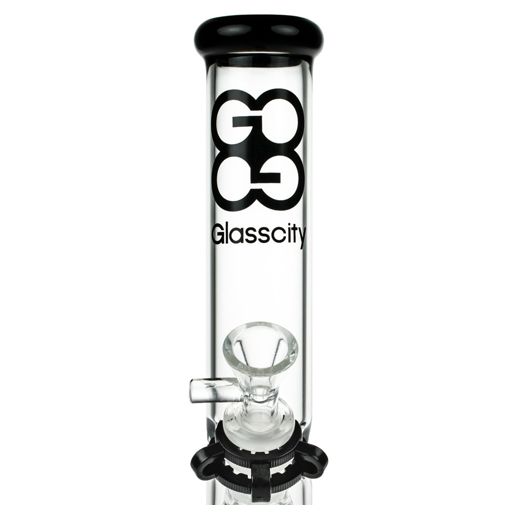 Glasscity Straight Cylinder Ice Bong | 10 Inch - Logo