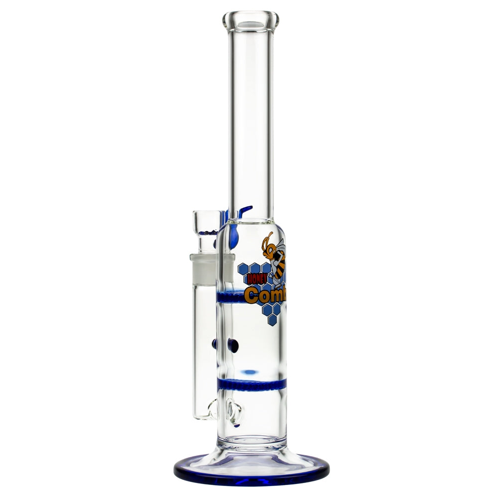 Black Leaf Glass Bong with Double HoneyComb Disc Perc | 32cm - Side View 4