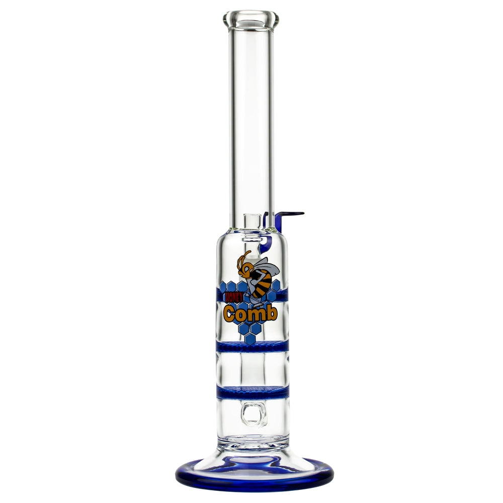 Black Leaf Glass Bong with Triple HoneyComb Disc Perc | 32cm - Back View