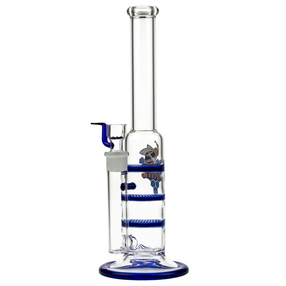 Black Leaf Glass Bong with Triple HoneyComb Disc Perc | 32cm - Side View 2