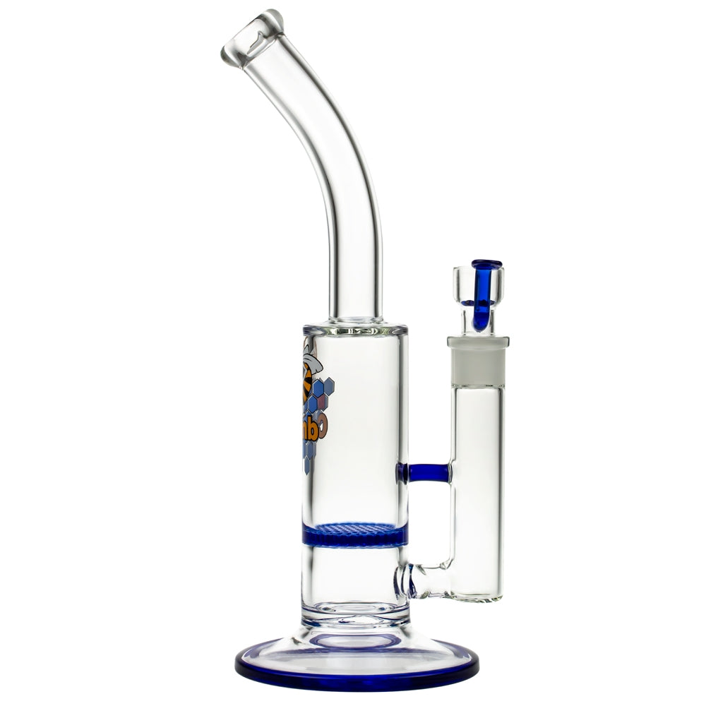 Black Leaf Glass Bong with HoneyComb Disc Perc | 32.5cm - Side View 6