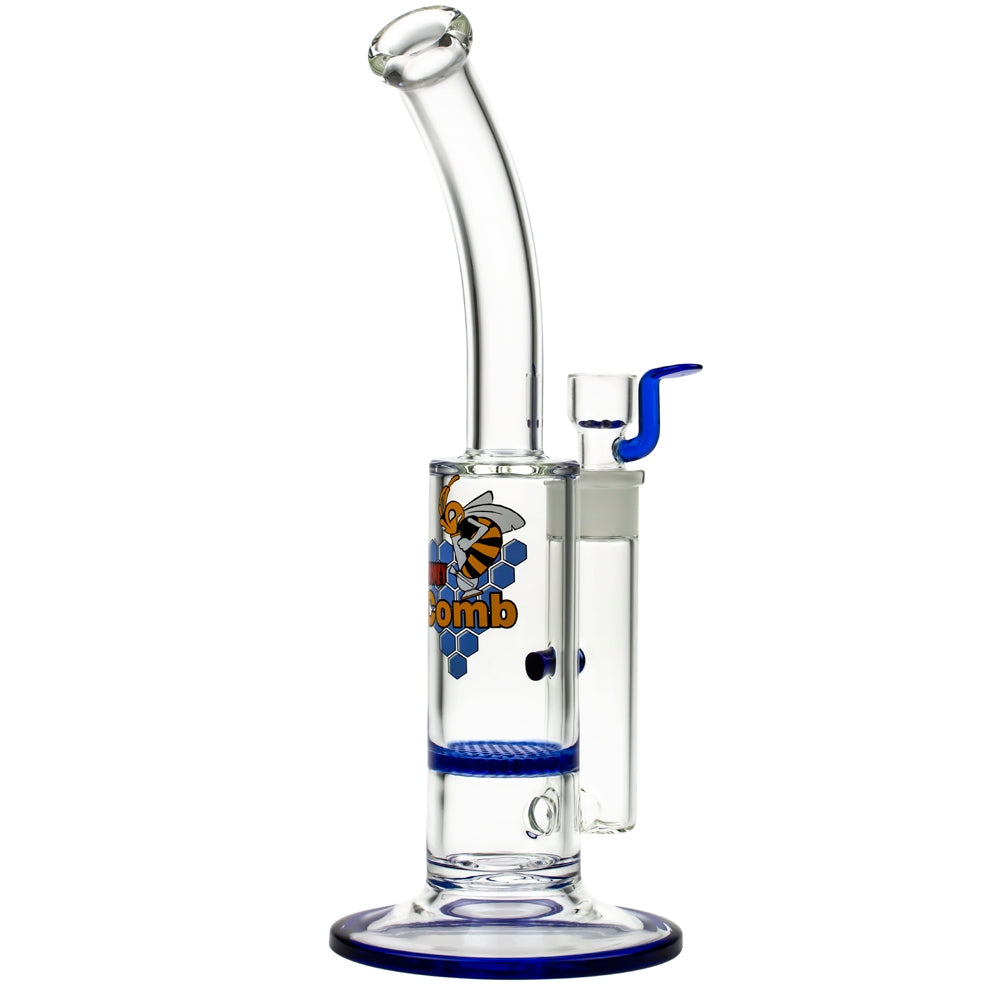 Black Leaf Glass Bong with HoneyComb Disc Perc | 32.5cm - Side View 5