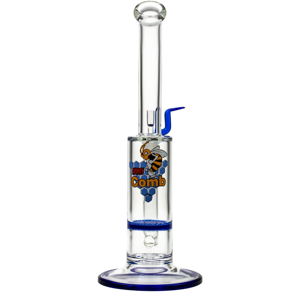 Black Leaf Glass Bong with HoneyComb Disc Perc | 32.5cm - Back View 