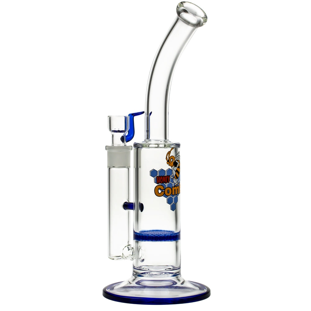 Black Leaf Glass Bong with HoneyComb Disc Perc | 32.5cm - Side View 4