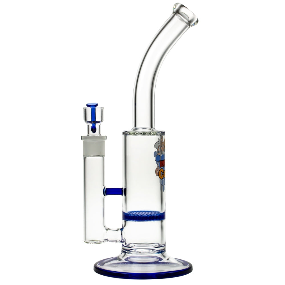 Black Leaf Glass Bong with HoneyComb Disc Perc | 32.5cm - Side View 3
