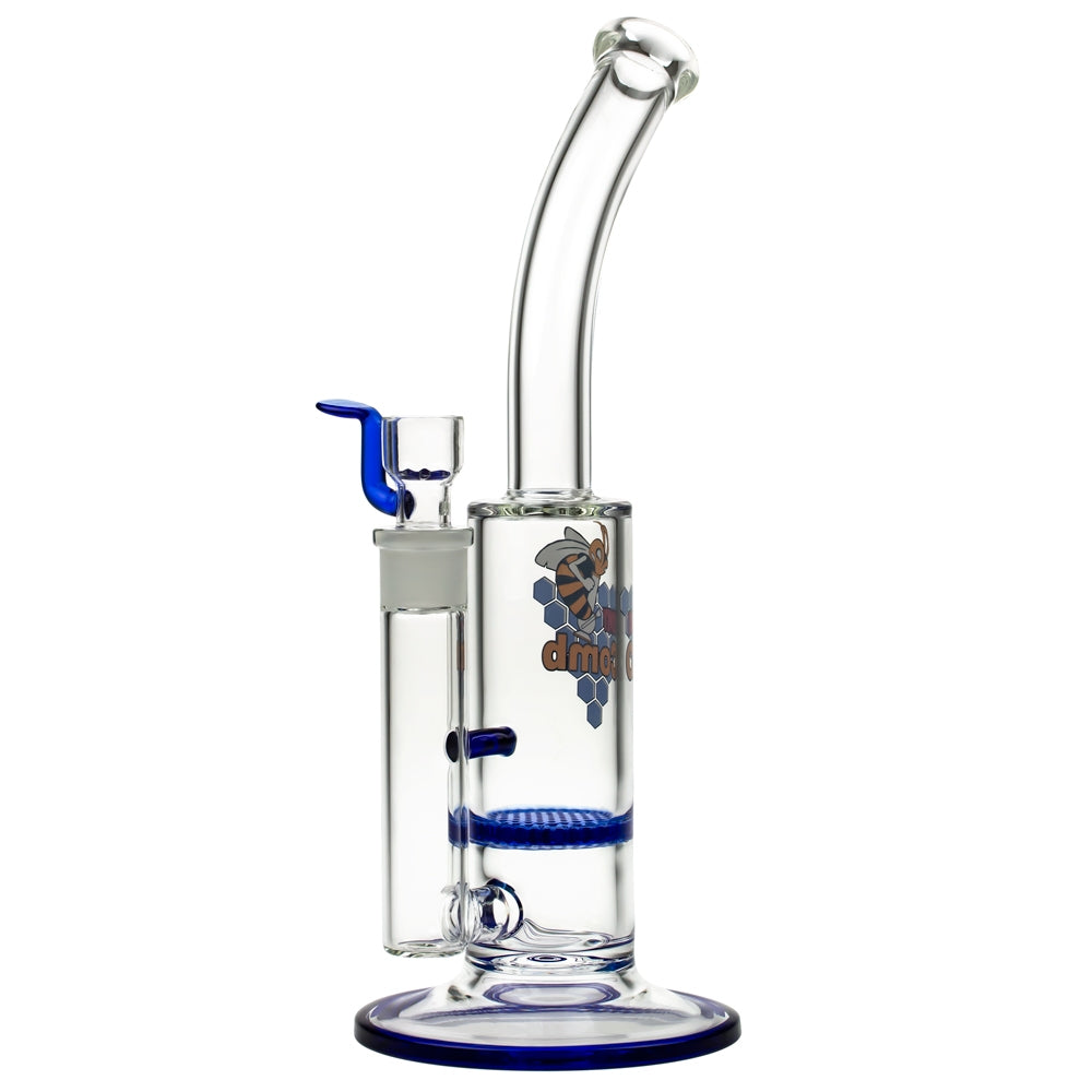 Black Leaf Glass Bong with HoneyComb Disc Perc | 32.5cm - Side View 2