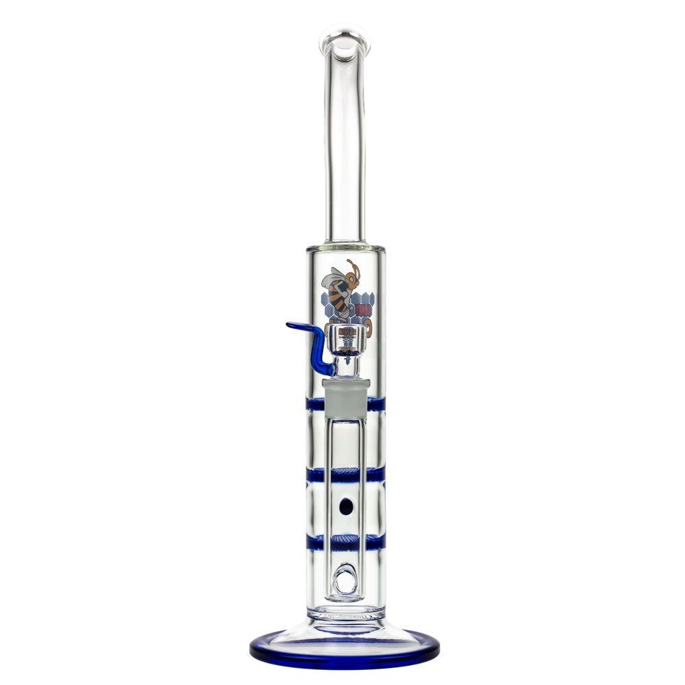 Black Leaf Glass Bong with Triple HoneyComb Disc Perc | 42.5cm - Front View 