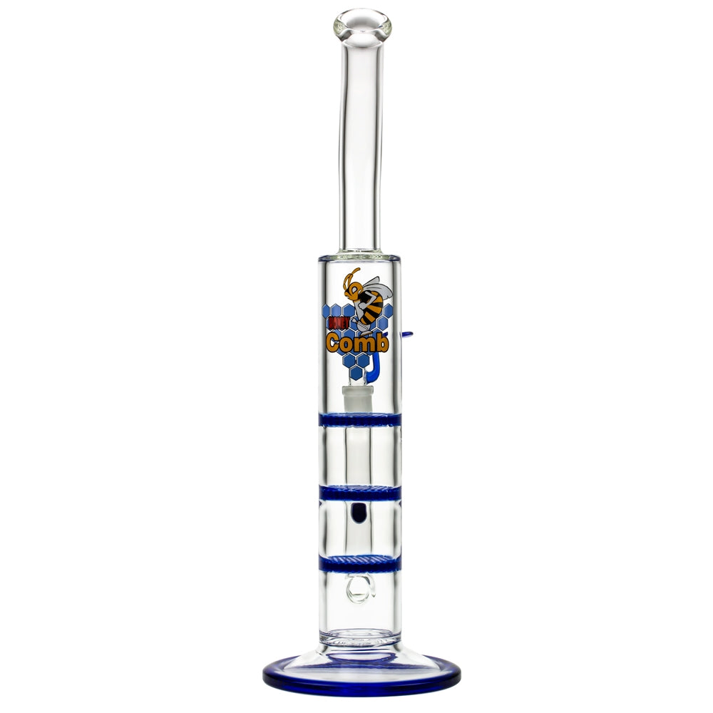 Black Leaf Glass Bong with Triple HoneyComb Disc Perc | 42.5cm - Back View 
