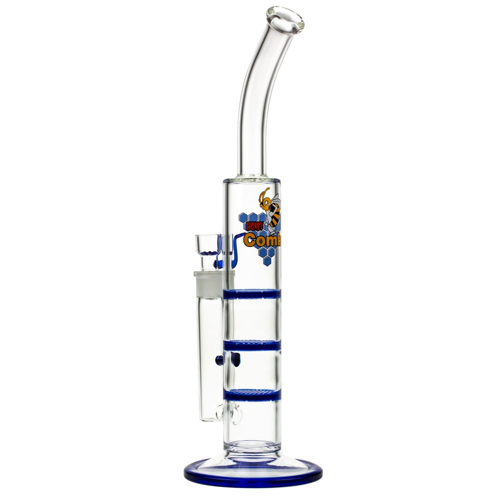 Black Leaf Glass Bong with Triple HoneyComb Disc Perc | 42.5cm - Side View 4