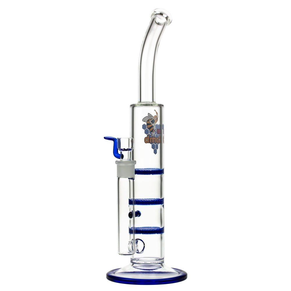 Black Leaf Glass Bong with Triple HoneyComb Disc Perc | 42.5cm - Side View 2