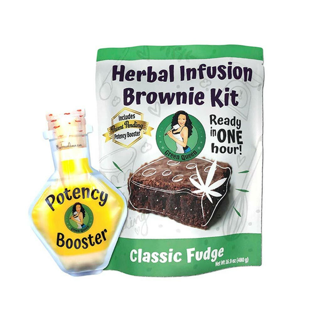 Green Queen Herbal Infusion Brownie Kit with Potency Booster | Seperate