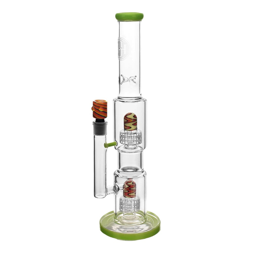 High Society Gemini Premium Wig Wag Bong | Green | side view 2