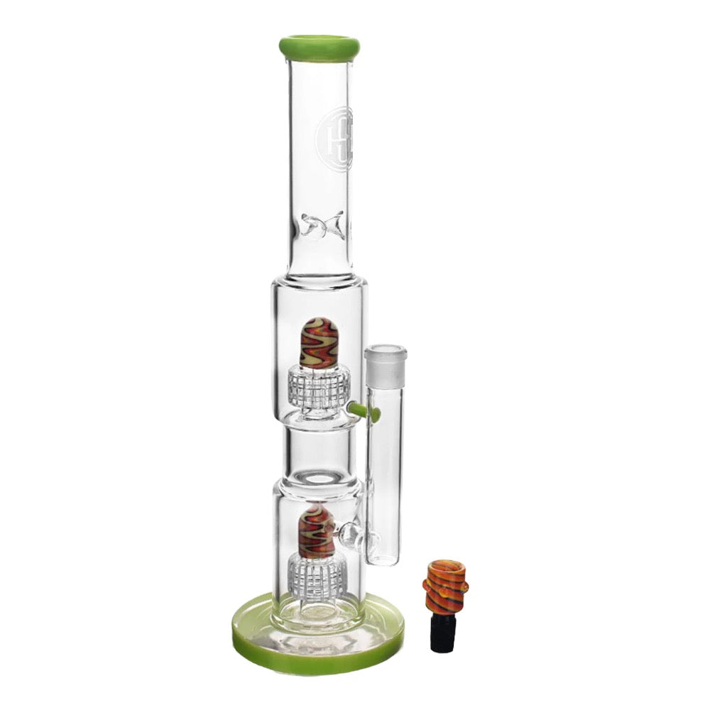 High Society Gemini Premium Wig Wag Bong | Green | side view 3