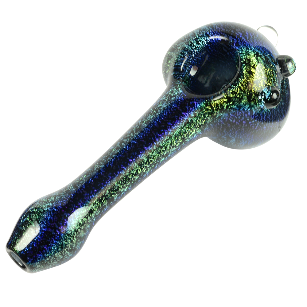 LA Pipes Blue Dichro Dropper Spoon Pipe with Marbles - Top View Right
