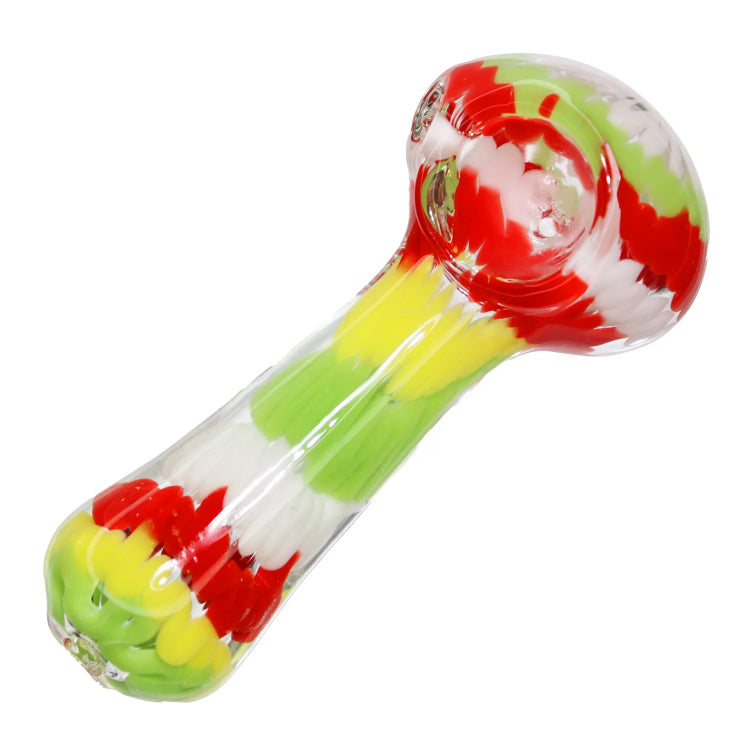 GC Fancy Multi-Color Striped Glass Spoon Pipe - 5 in.