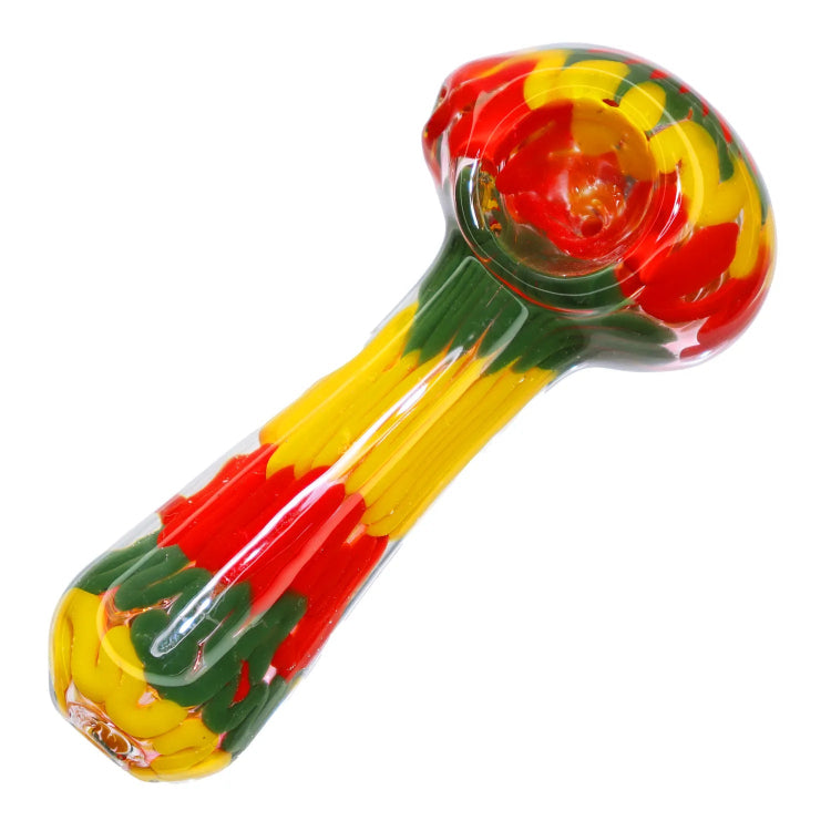 GC Fancy Multi-Color Striped Glass Spoon Pipe - 5 in.