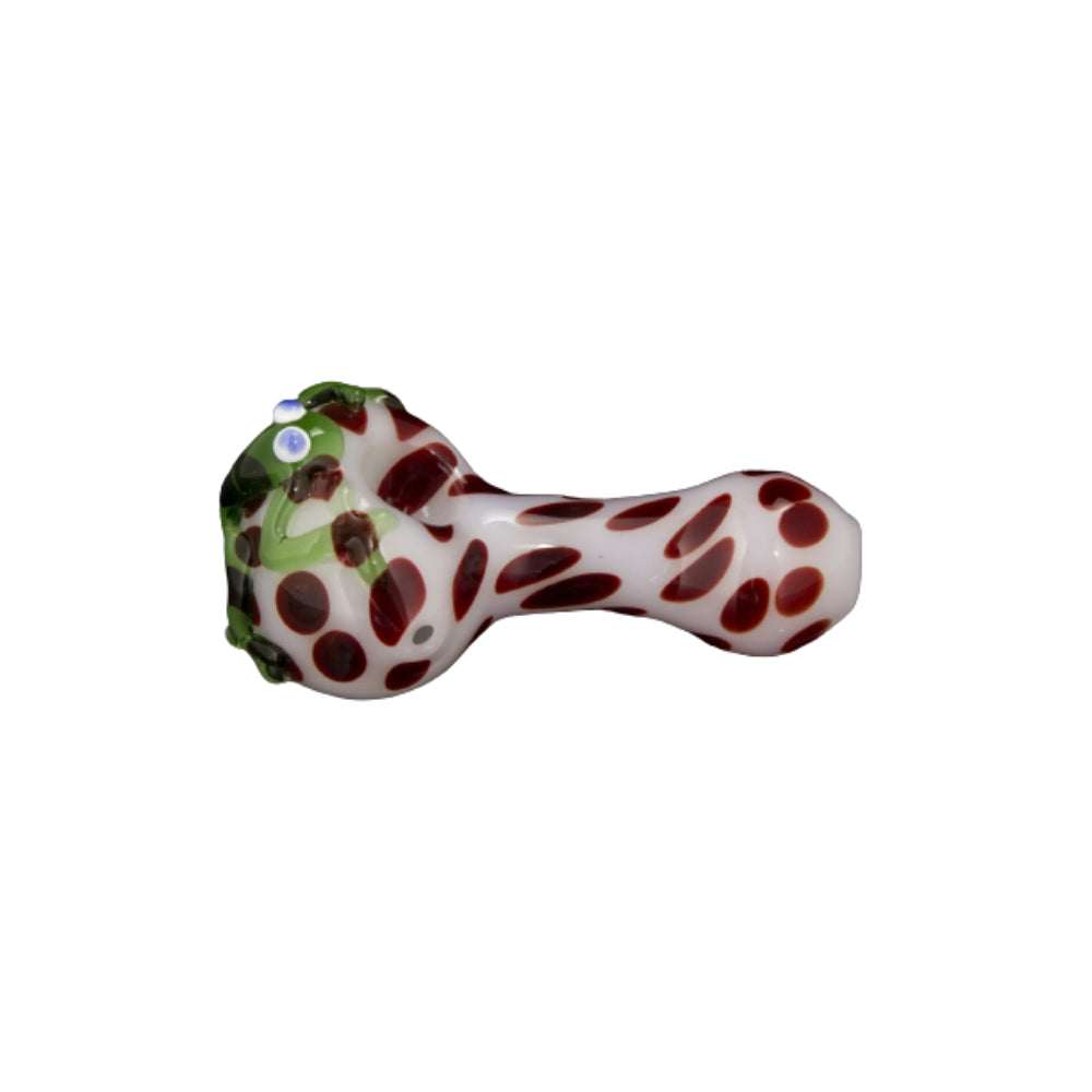 LA Pipes Froggy Friend Spoon with Red Dots | Green Frog | Side view 