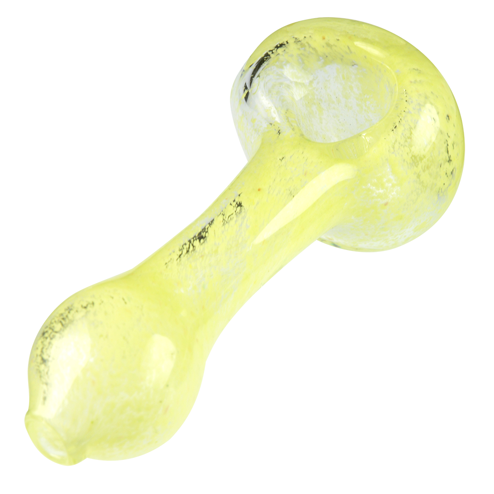 Glassheads Spoon Pipe with Scatter Frit - Yellow - Top View Right 