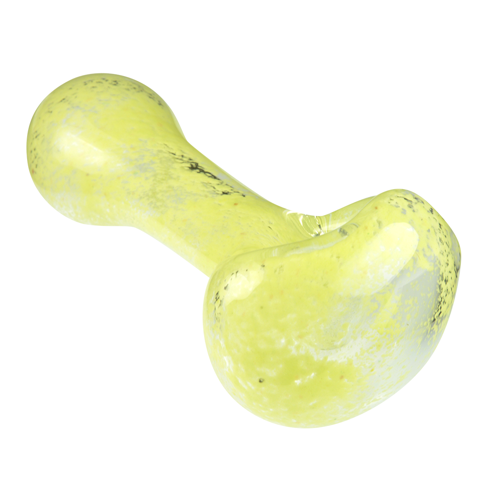 Glassheads Spoon Pipe with Scatter Frit - Yellow - Front View 