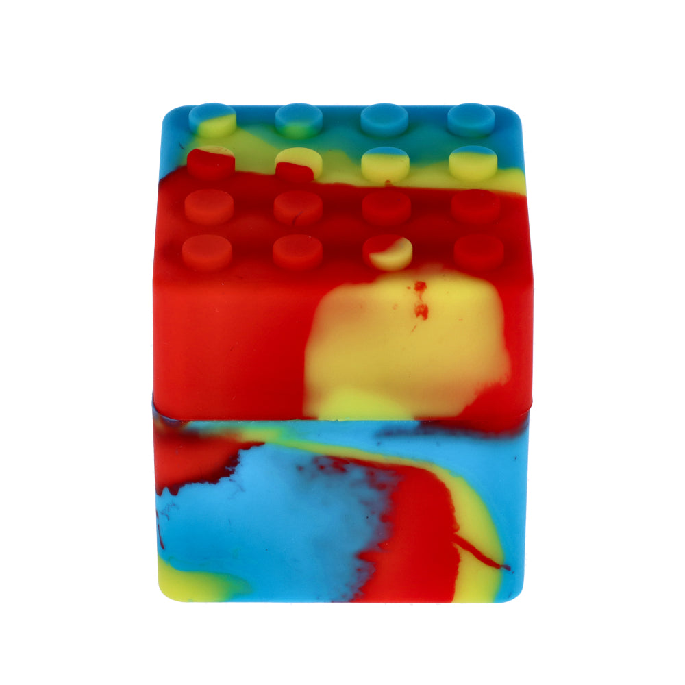 Budder Buddy Silicone Cube Stash Container | Red/Yellow/Blue - Front View 