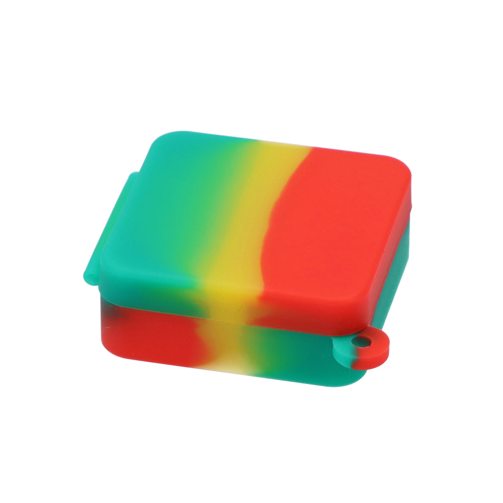 Silicone Square Keychain Stash Container | 9ml | Rasta | side view 