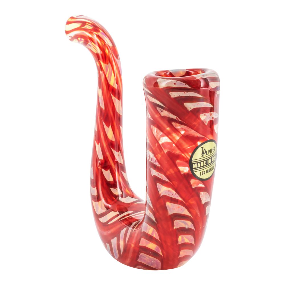 Wrap-n-Rake Silver Fumed Sherlock Hand Pipe | Fire Red