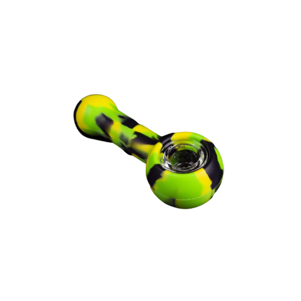 3 Gates Global Silicone Spoon Pipe | Black / Yellow / Green