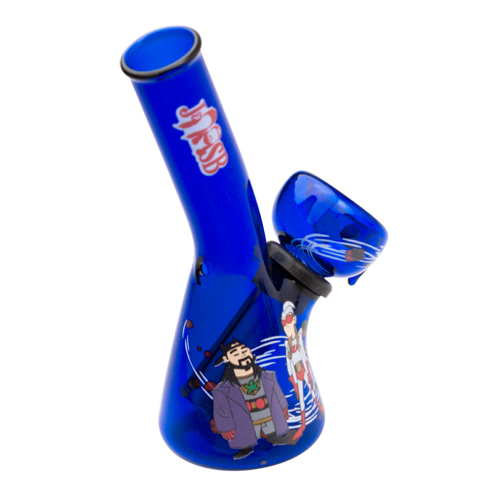 Jay and Silent Bob Mini Beaker Base Bong | Bluntman & Chronic | Blue - Back View 
