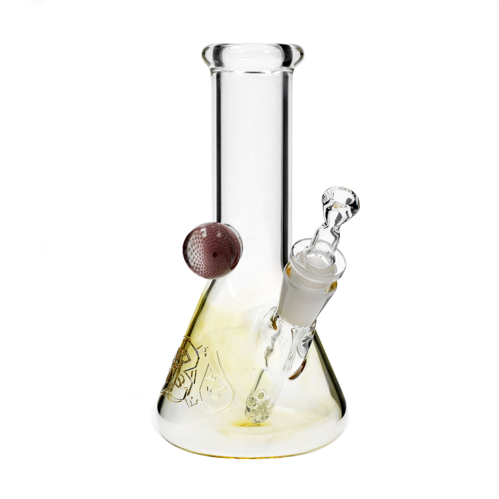Jerome Baker Designs and EHLE. Dichro Fumed Glass Mini Beaker Bong | Side view 